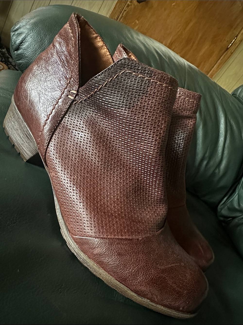 Cobb Hill  Brown Perforated Leather Ankle Booties